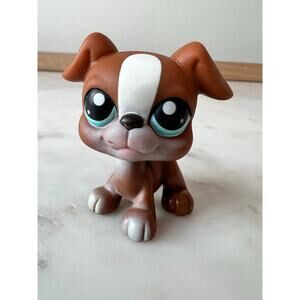 Littlest Pet Shop #83 Brown Boxer Puppy Dog with Blue Eyes Hasbro LPS 2005